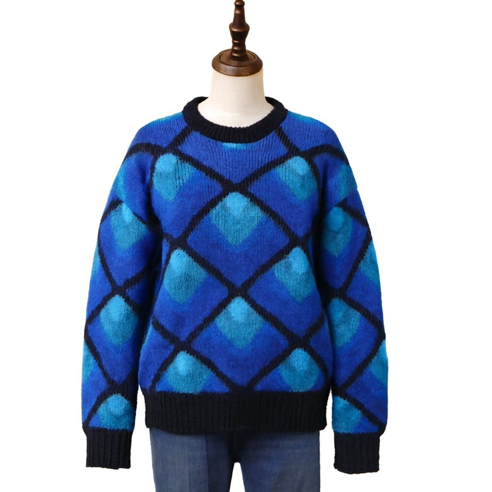 Vintage Blassport Sweater M Mohair Blend Colorful Geometric Knit Unisex Statemen